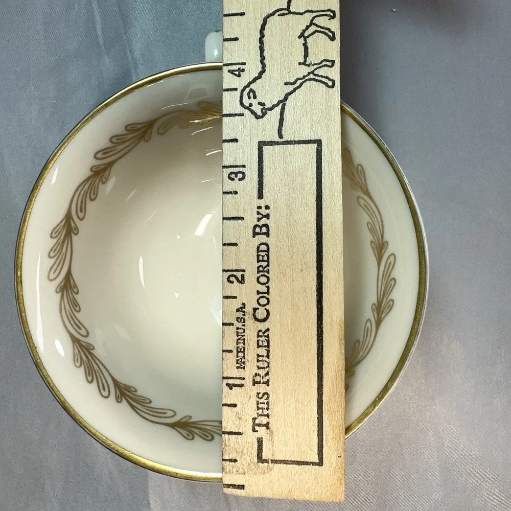 Tiffany & Co Gold Laurel Teacup and Saucer Set Cream Porcelain Japan‎ Gilt Rim